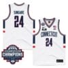 UConn Huskies #24 Youssouf Singare Jersey 2024 National Champions Patch White