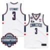 UConn Huskies #3 Jaylin Stewart Jersey 2024 National Champions Patch White