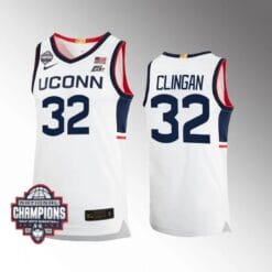 UConn Huskies #32 Donovan Clingan Jersey 2024 National Champions Patch White