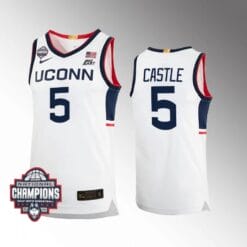 UConn Huskies #5 Stephon Castle Jersey 2024 National Champions Patch White