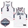 UConn Huskies #5 Stephon Castle Jersey 2024 National Champions Patch White Stiched