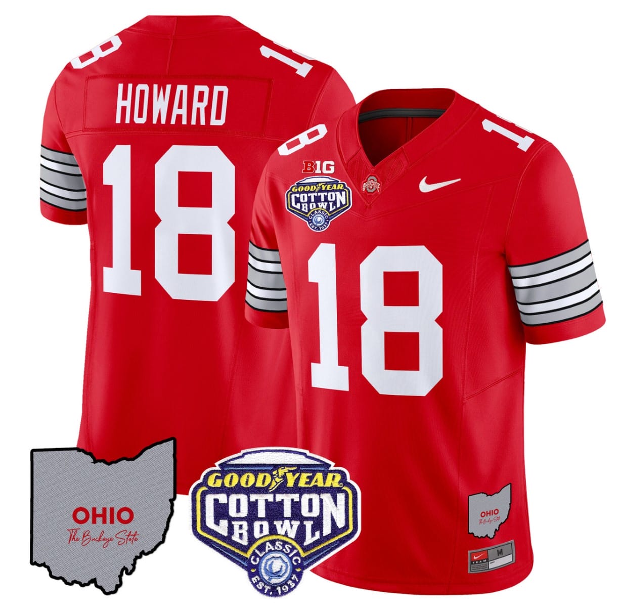 Will Howard Jersey #18 Ohio State Buckeyes Cotton Bowl Patch Stitched Football - Image 4