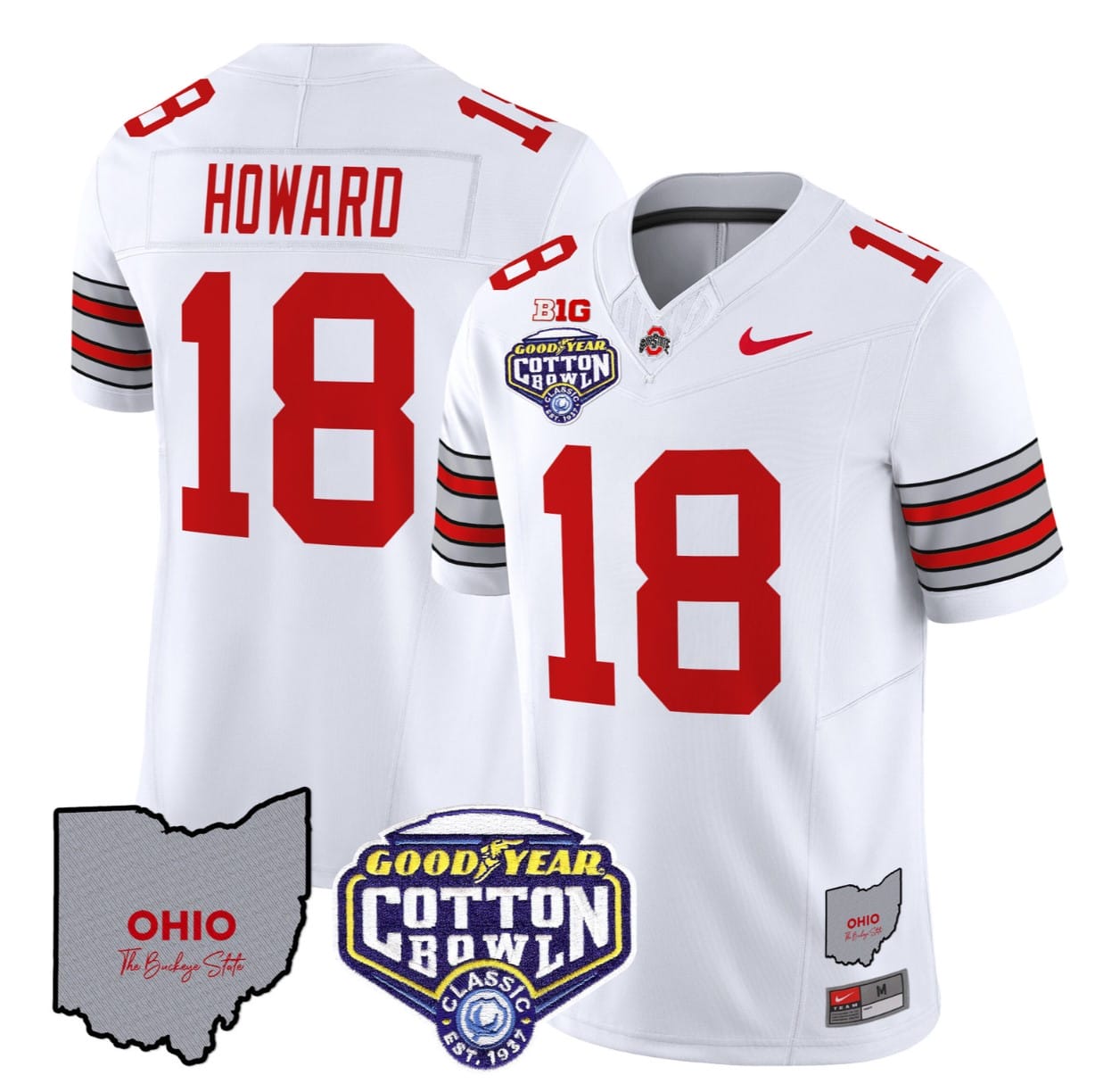 Will Howard Jersey #18 Ohio State Buckeyes Cotton Bowl Patch Stitched Football - Image 3