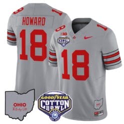 Alternative view of Will Howard Jersey #18 Ohio State Buckeyes Cotton Bowl Patch Stitched Football