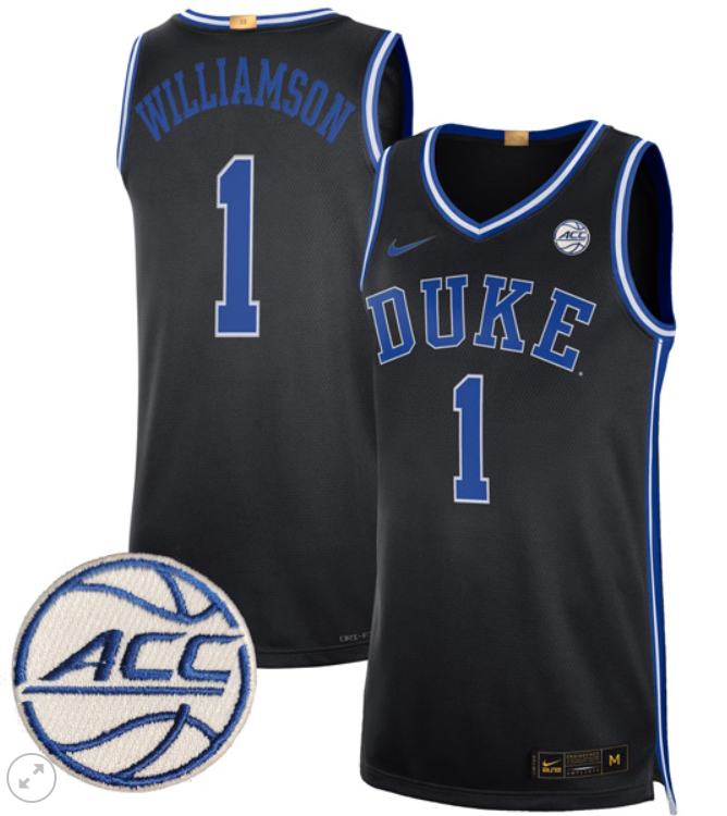 Zion Williamson Jersey #1 Duke Blue Devils Basketball Stiched Limited Black