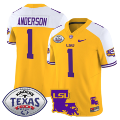 Aaron Anderson Jersey #1 LSU Tigers 2024 Texas Bowl Football Alternate