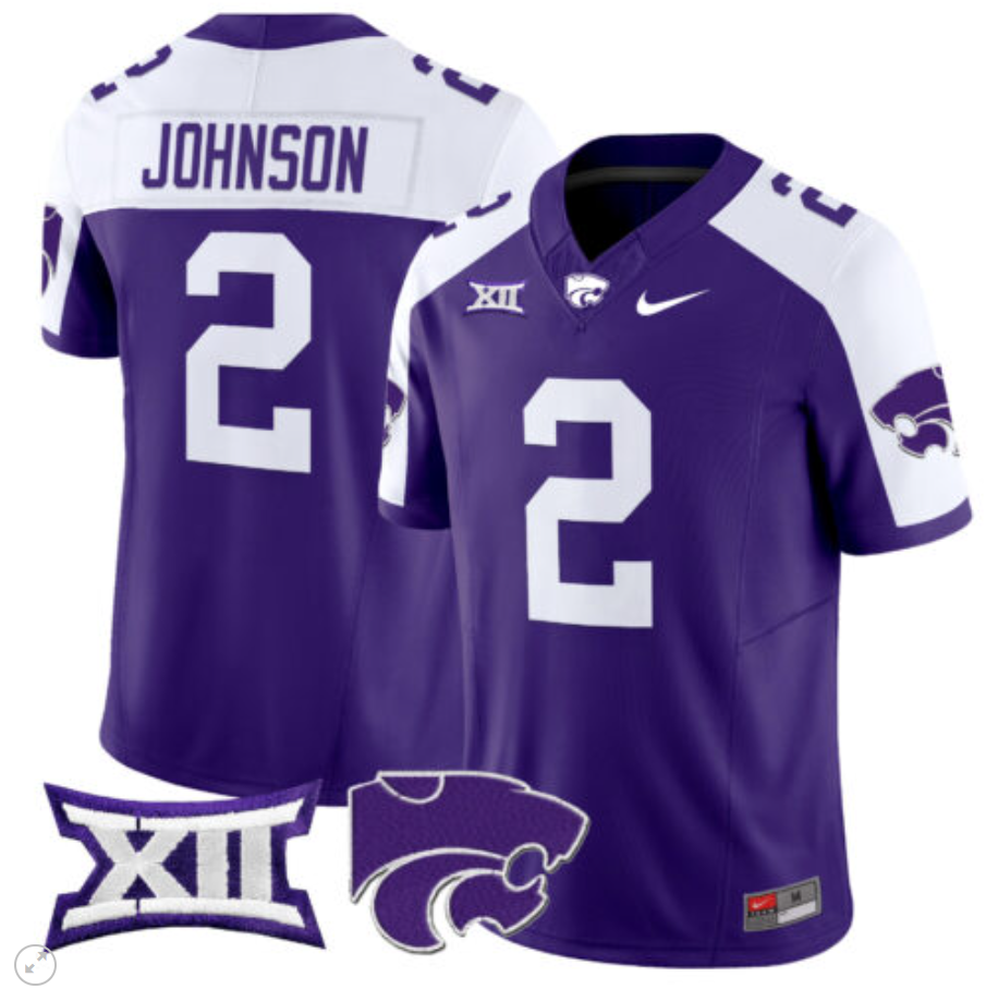 Avery Johnson Jersey #2 Kansas State Wildcats Vapor Limited Football All Stitched Alternate - Image 4