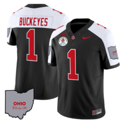 Buckeyes Jersey #1 Ohio State Rose Bowl Patch Football V3 Stitched Alternate