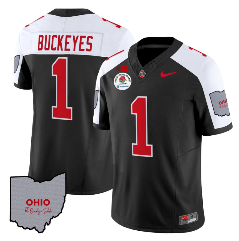 Buckeyes Jersey #1 Ohio State Rose Bowl Patch Football V3 Stitched Alternate