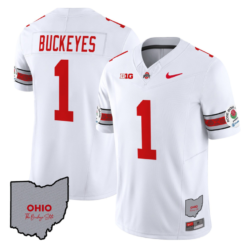 Alternative view of Buckeyes Jersey #1 Ohio State Rose Bowl Patch Football V3 Stitched Alternate
