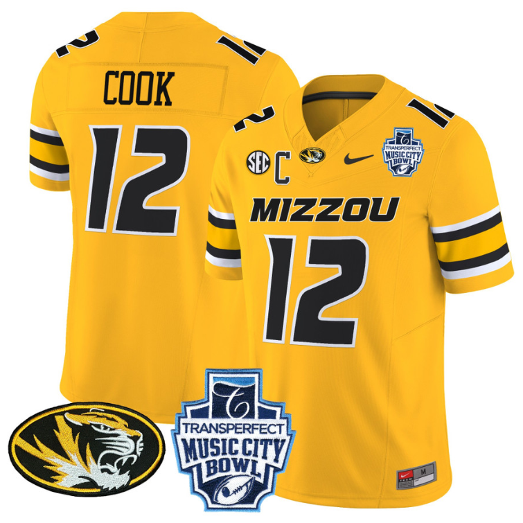 Brady Cook Jersey #12 Missouri Tigers 2024 Music City Bowl Football Alternate - Image 3