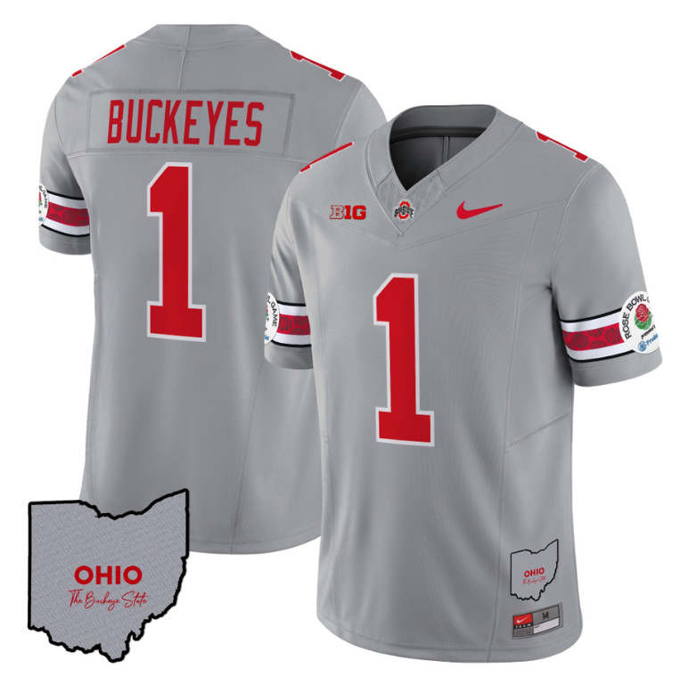 Buckeyes Jersey #1 Ohio State Rose Bowl Patch Football V3 Stitched Alternate - Image 5