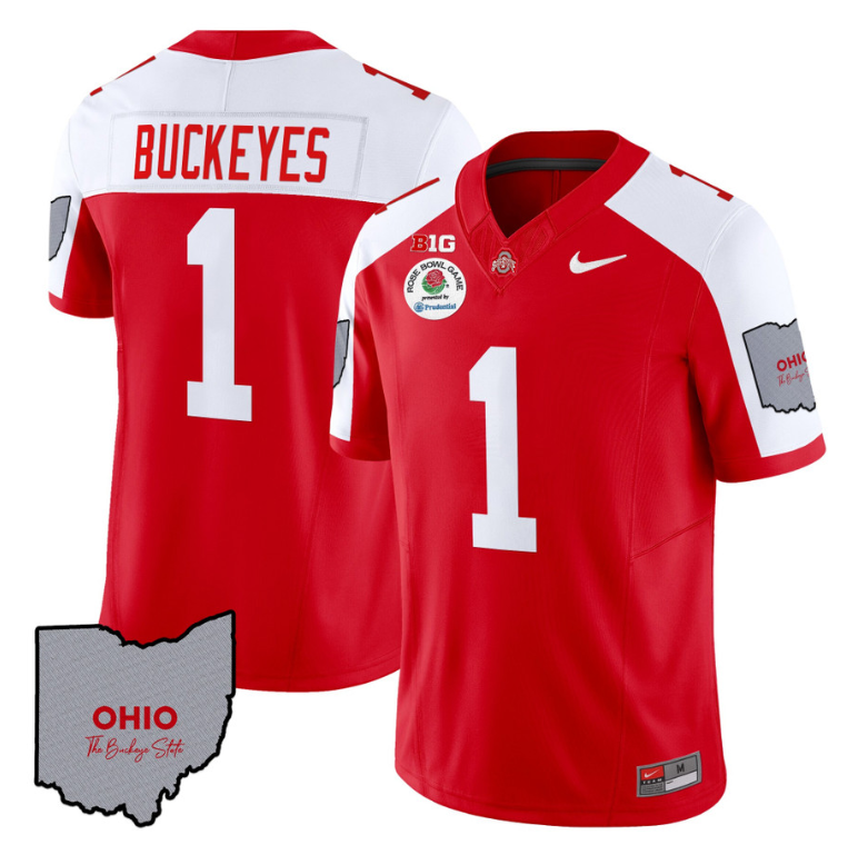 Buckeyes Jersey #1 Ohio State Rose Bowl Patch Football V3 Stitched Alternate - Image 4