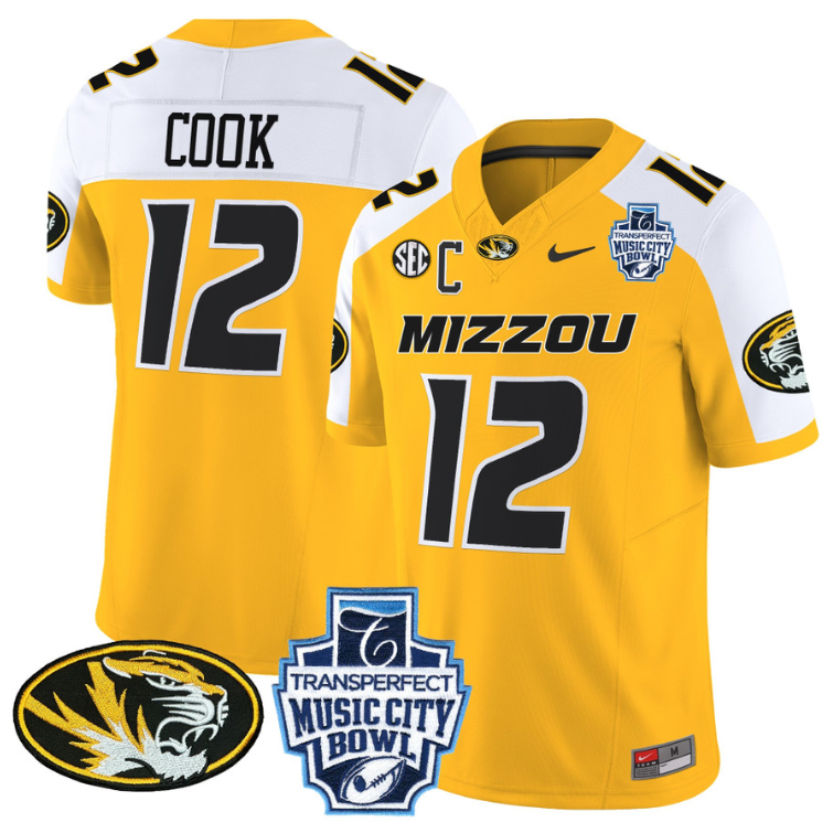 Brady Cook Jersey #12 Missouri Tigers 2024 Music City Bowl Football Alternate - Image 4