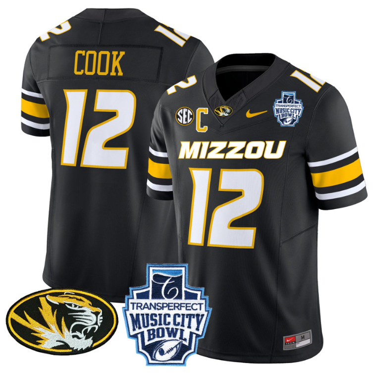 Brady Cook Jersey #12 Missouri Tigers 2024 Music City Bowl Football Alternate - Image 5