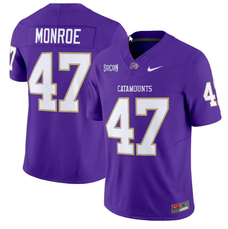 Blue Monroe Jersey #47 Western Carolina Catamounts Football Purple