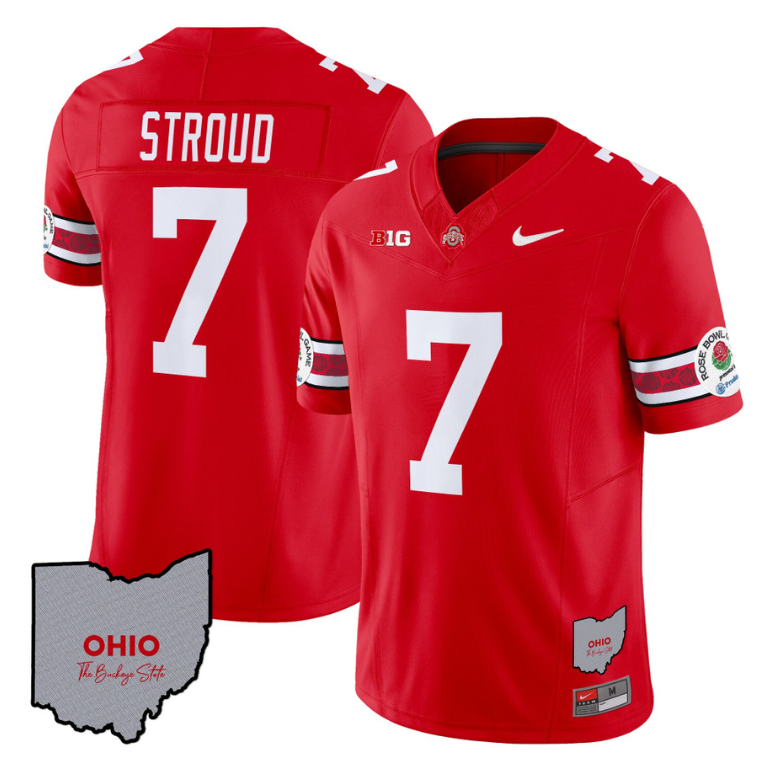 CJ Stroud Jersey #7 Ohio State Rose Bowl Patch Football V3 Alternate - Image 3