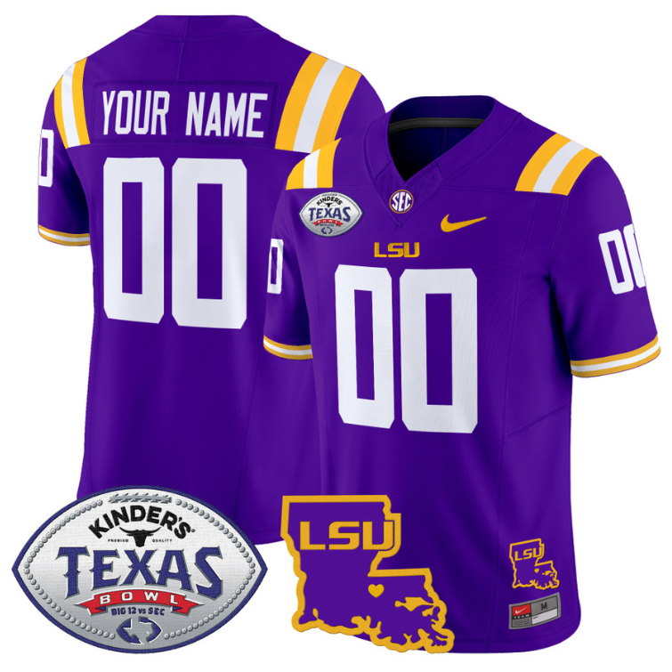 Custom LSU Tigers Jersey 2024 Texas Bowl Patch Football Stitched Alternate - Image 3