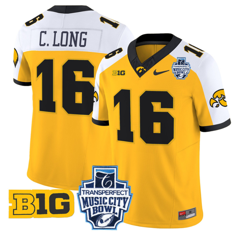 Chuck Long Jersey #16 Iowa Hawkeyes 2024 Music City Bowl Patch Football Alternate - Image 4