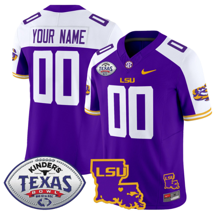 Custom LSU Tigers Jersey 2024 Texas Bowl Patch Football Stitched Alternate - Image 4