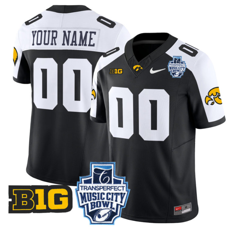 Custom Iowa Hawkeyes Jersey 2024 Music City Bowl Patch Stitched Alternate