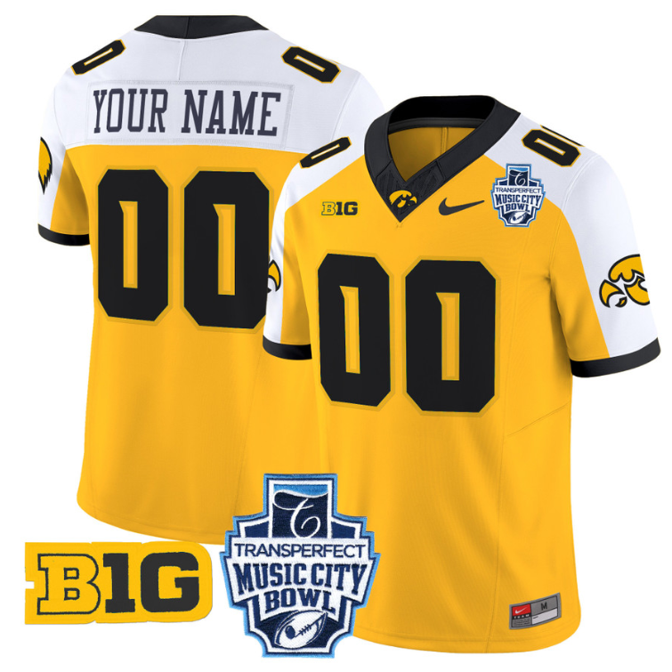 Custom Iowa Hawkeyes Jersey 2024 Music City Bowl Patch Stitched Alternate - Image 4