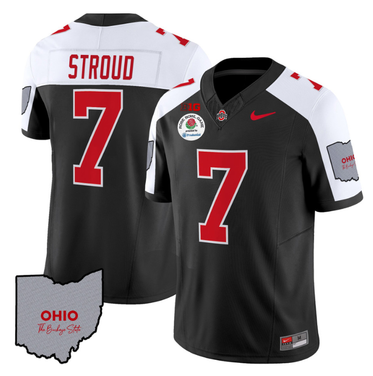CJ Stroud Jersey #7 Ohio State Rose Bowl Patch Football V3 Alternate