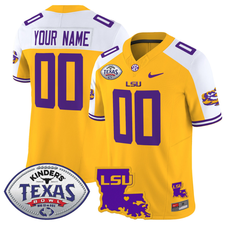 Custom LSU Tigers Jersey 2024 Texas Bowl Patch Football Stitched Alternate
