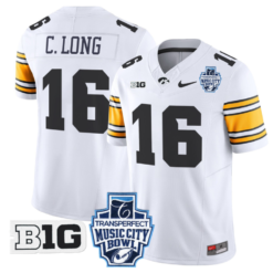 Alternative view of Chuck Long Jersey #16 Iowa Hawkeyes 2024 Music City Bowl Patch Football Alternate