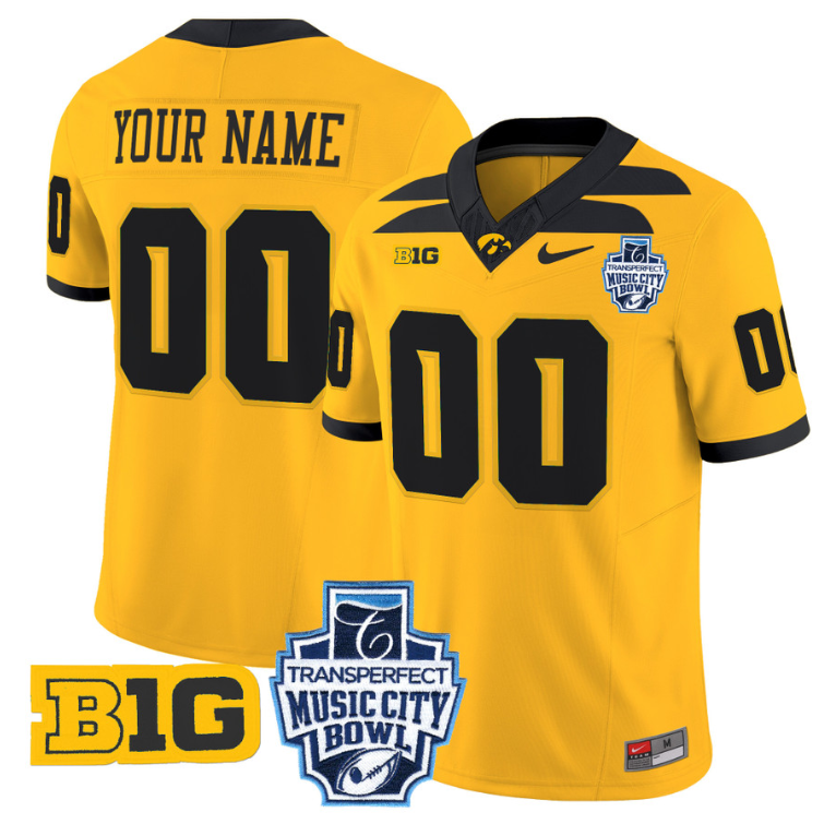 Custom Iowa Hawkeyes Jersey 2024 Music City Bowl Patch Stitched Alternate - Image 3