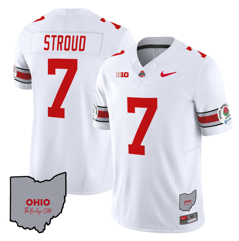 CJ Stroud Jersey #7 Ohio State Rose Bowl Patch Football V3 Alternate - Image 2