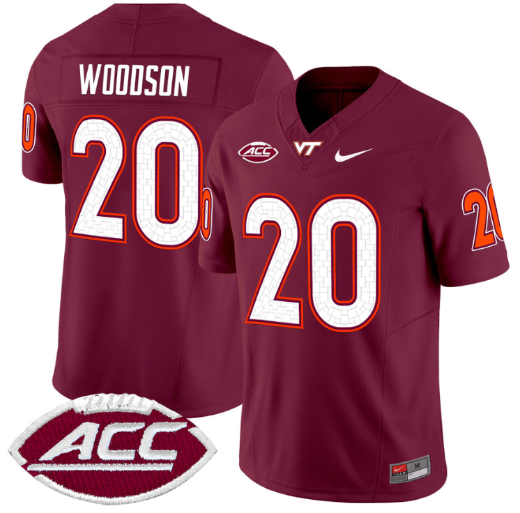 Caleb Woodson Jersey #20 Virginia Tech Hokies Vapor Limited College Football Alternate Stitched - Image 5