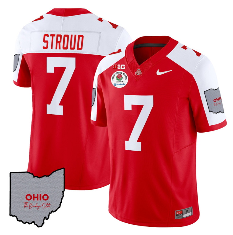 CJ Stroud Jersey #7 Ohio State Rose Bowl Patch Football V3 Alternate - Image 4