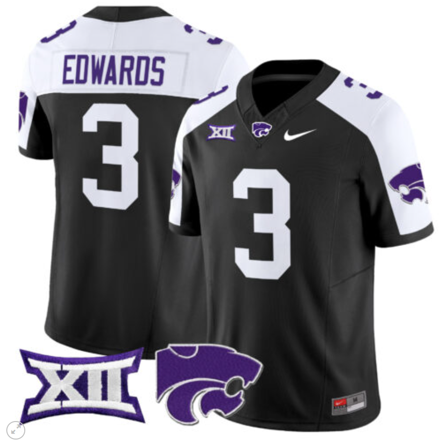 Dylan Edwards Jersey #3 Kansas State Wildcats Vapor Limited Football All Stitched Alternate