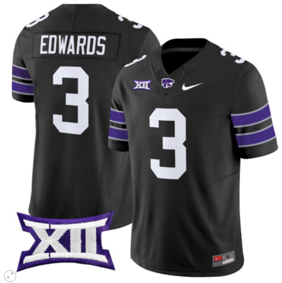 Dylan Edwards Jersey #3 Kansas State Wildcats Vapor Limited Football All Stitched Alternate - Image 4