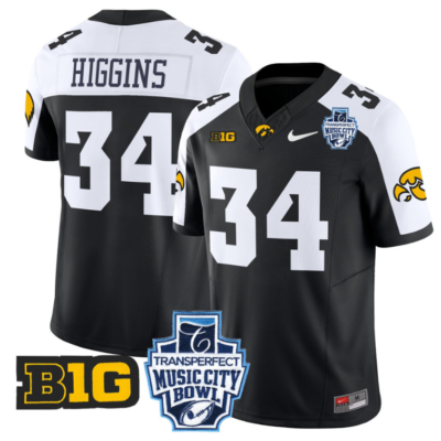 Jay Higgins Jersey #34 Iowa Hawkeyes 2024 Music City Bowl Patch Alternate Football