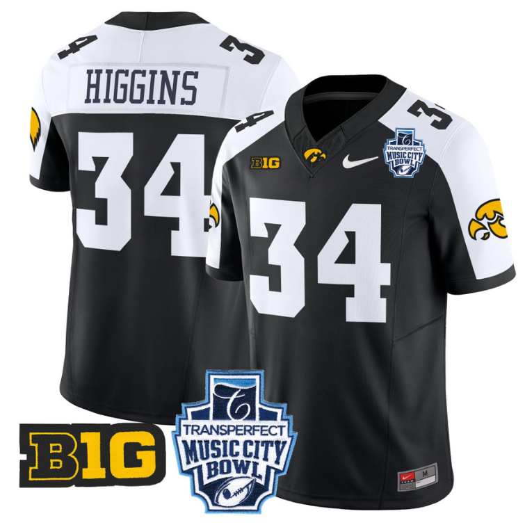 Jay Higgins Jersey #34 Iowa Hawkeyes 2024 Music City Bowl Patch Alternate Football