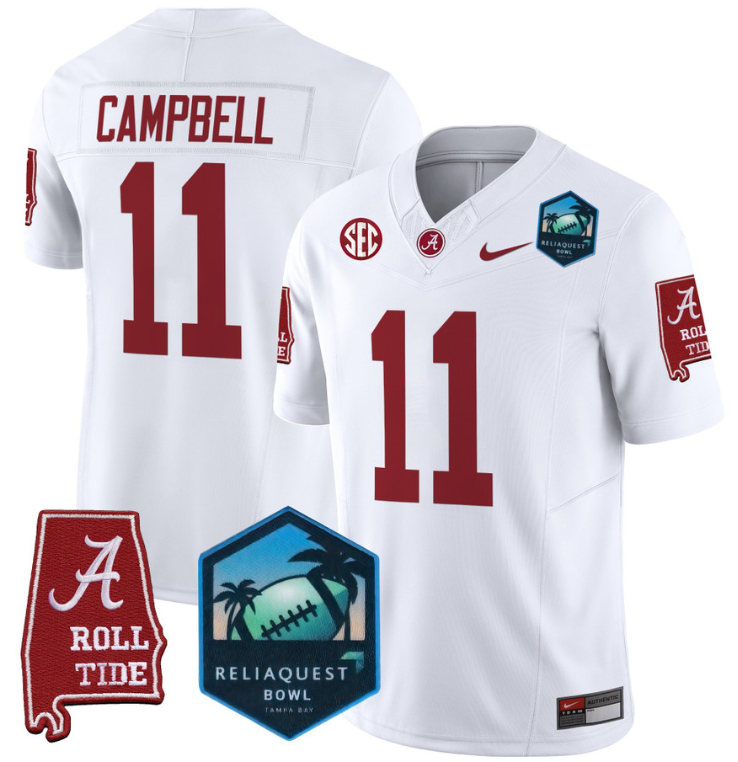 Jihaad Campbell Jersey #11 Alabama Crimson Tide 2025 ReliaQuest Bowl Football Stiched - Image 2