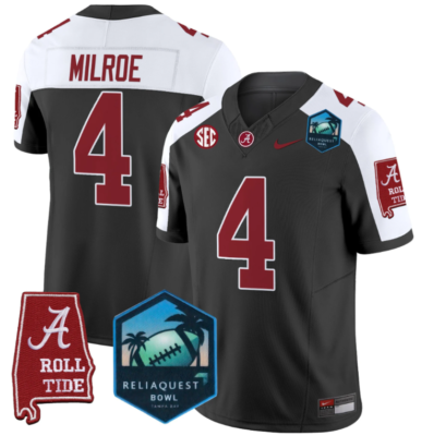 Jalen Milroe Jersey #4 Alabama Crimson Tide 2025 ReliaQuest Bowl Football Stitched Alternate