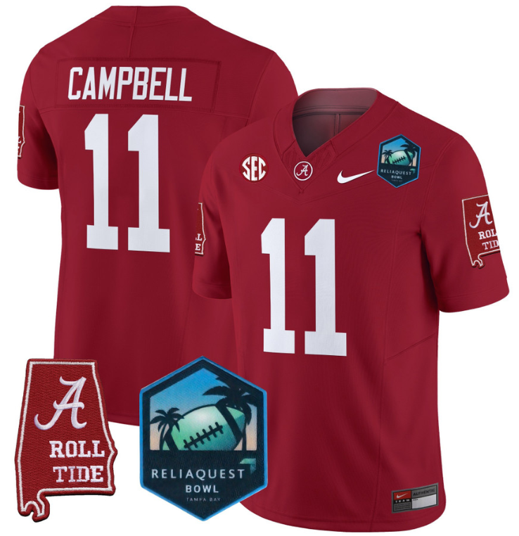 Jihaad Campbell Jersey #11 Alabama Crimson Tide 2025 ReliaQuest Bowl Football Stiched - Image 4