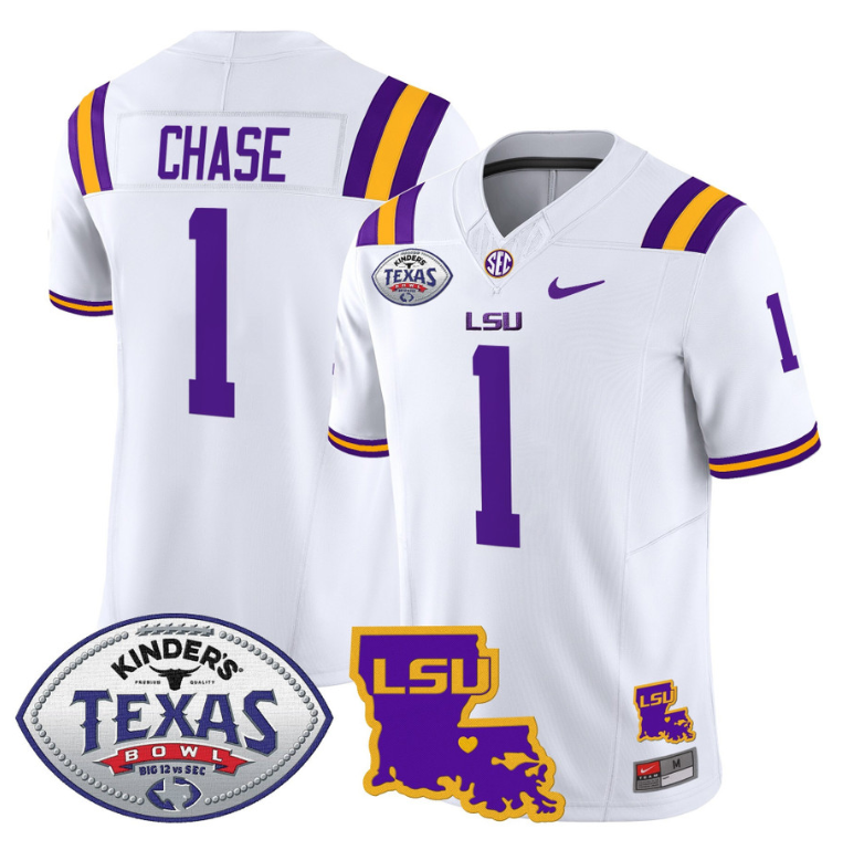 JaMarr Chase Jersey #1 LSU Tigers 2024 Texas Bowl Football Alternate - Image 2