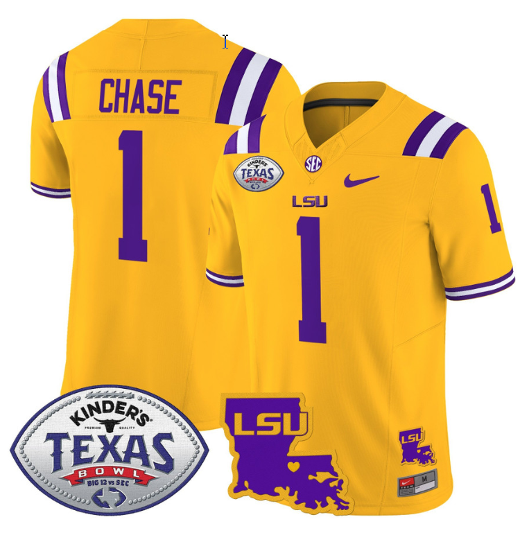 JaMarr Chase Jersey #1 LSU Tigers 2024 Texas Bowl Football Alternate - Image 3