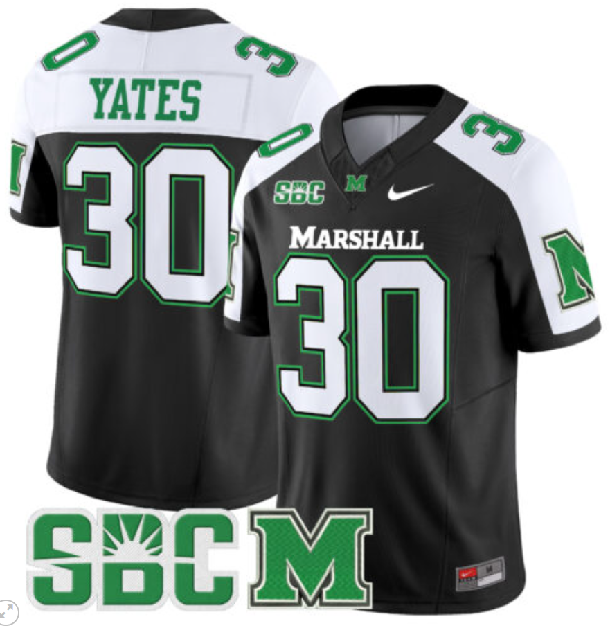 Jaden Yates Jersey #30 Marshall Thundering Herd Vapor Limited Football All Sitched Alternate