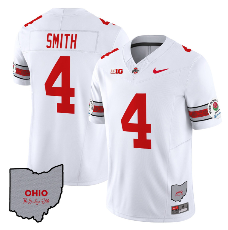 Jeremiah Smith Jersey #4 Ohio State Rose Bowl Patch Football V3 Alternate - Image 2