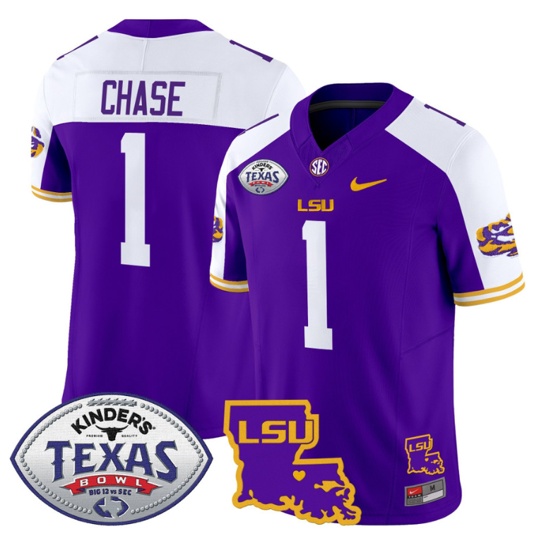 JaMarr Chase Jersey #1 LSU Tigers 2024 Texas Bowl Football Alternate - Image 5