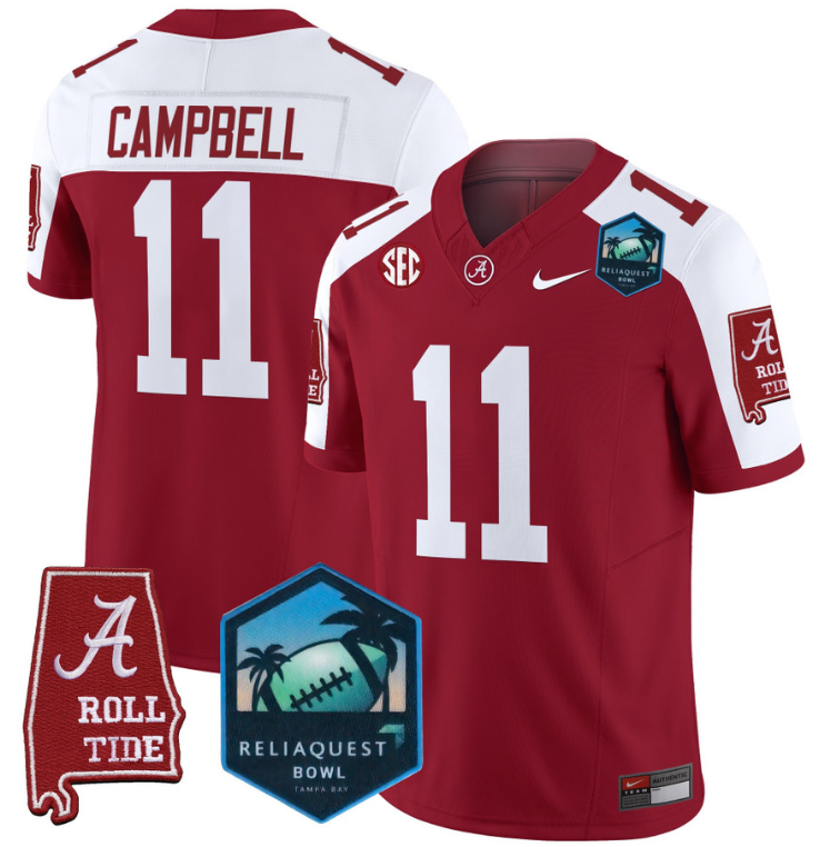 Jihaad Campbell Jersey #11 Alabama Crimson Tide 2025 ReliaQuest Bowl Football Stiched - Image 5