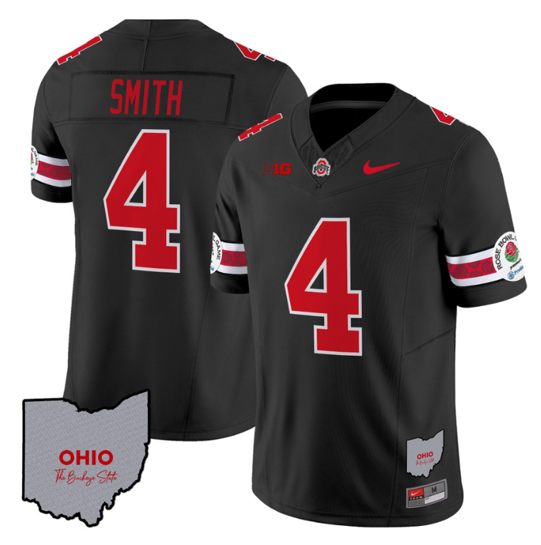 Jeremiah Smith Jersey #4 Ohio State Rose Bowl Patch Football V3 Alternate - Image 5