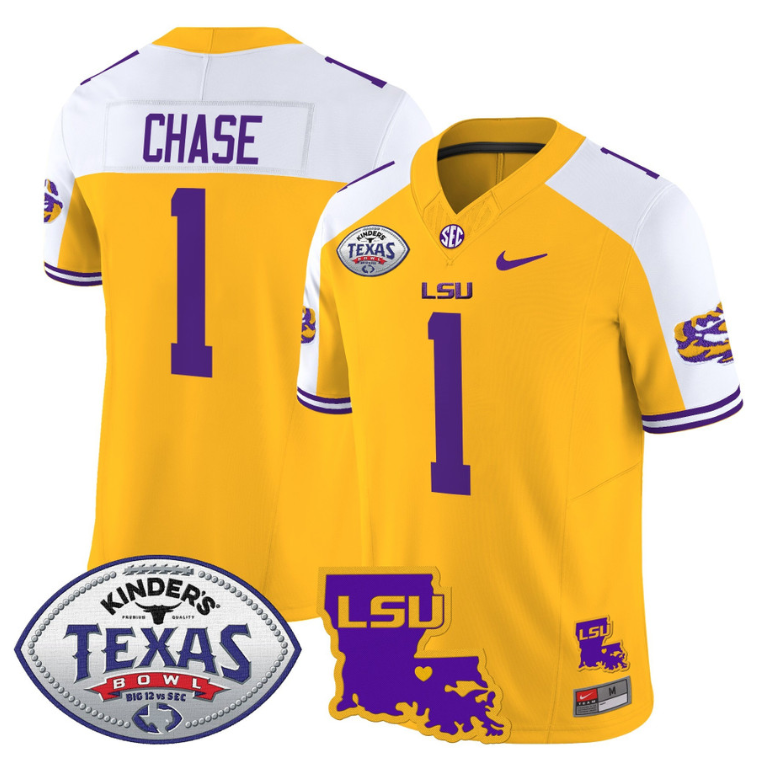 JaMarr Chase Jersey #1 LSU Tigers 2024 Texas Bowl Football Alternate