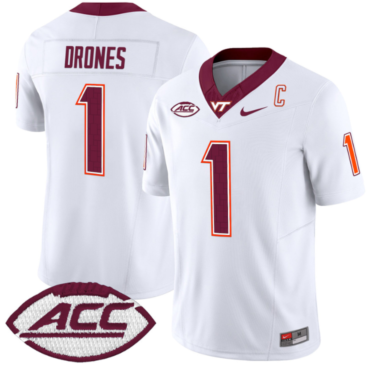 Kyron Drones Jersey #1 Virginia Tech Hokies Vapor Limited College Football Stitched Alternate - Image 2