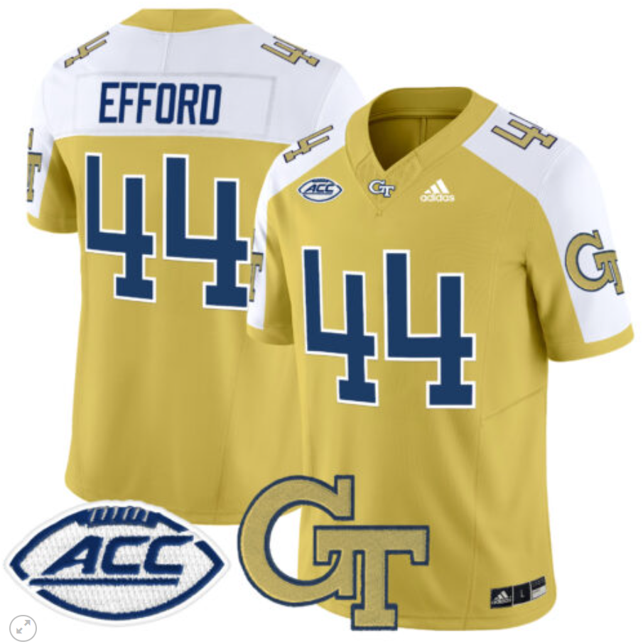 Kyle Efford Jersey #44 Georgia Tech Yellow Jackets Vapor Limited Football All Stitched Alternate